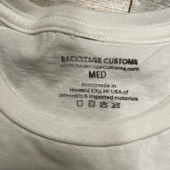 Backstage Customs white sleeveless cropped fringe Nashville tee size medium - Picture 7 of 7